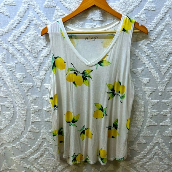 Mic and Jax Lemon Print Soft V-Neck Tank - Picture 1 of 6